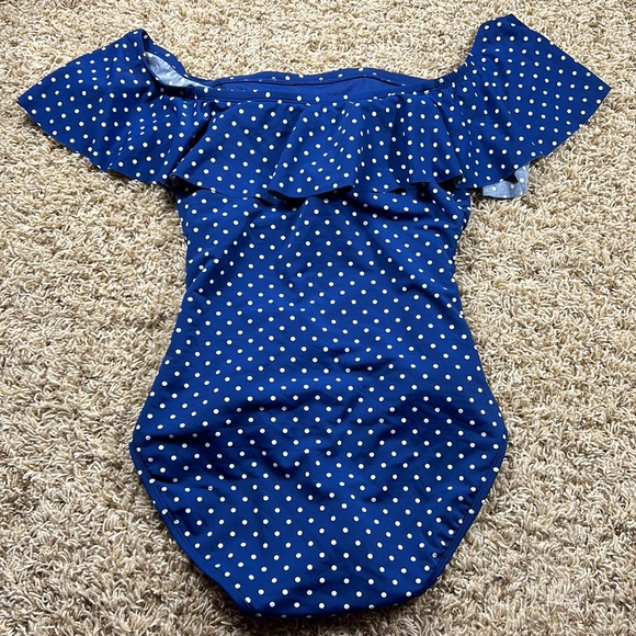 Lauren Ralph Lauren- Women’s off the Shoulder Polka Dot One Piece - Size 2 - Picture 4 of 6